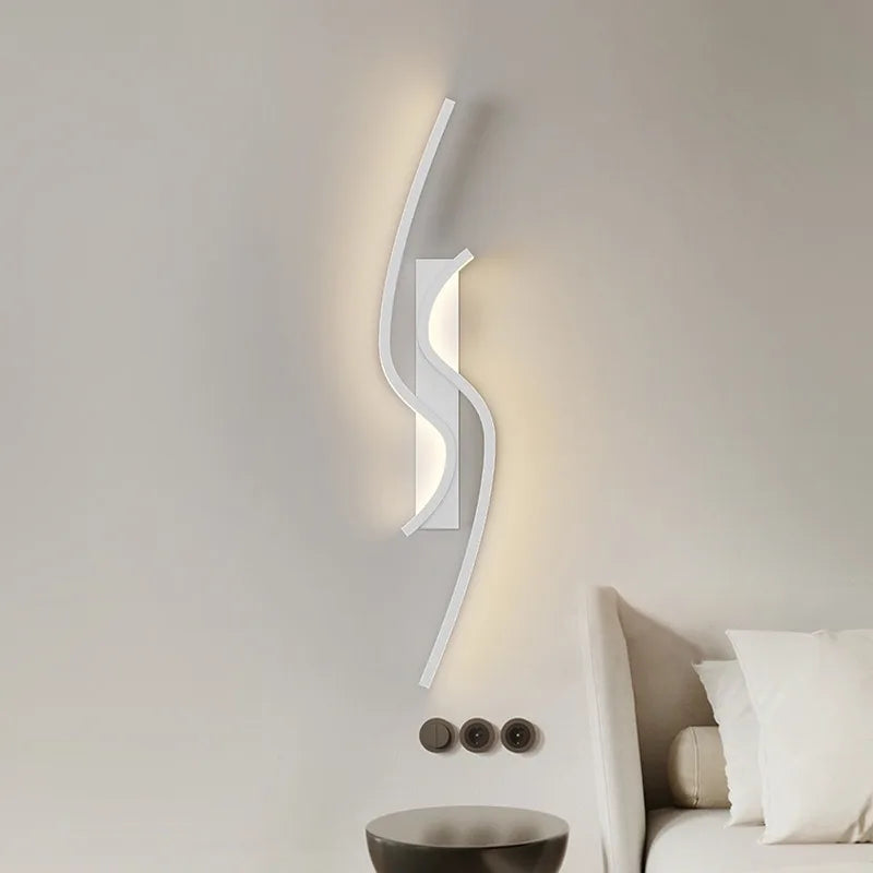 applique murale LED moderne pour salon TV fond allée chambre chevet - vue 3 sur 12