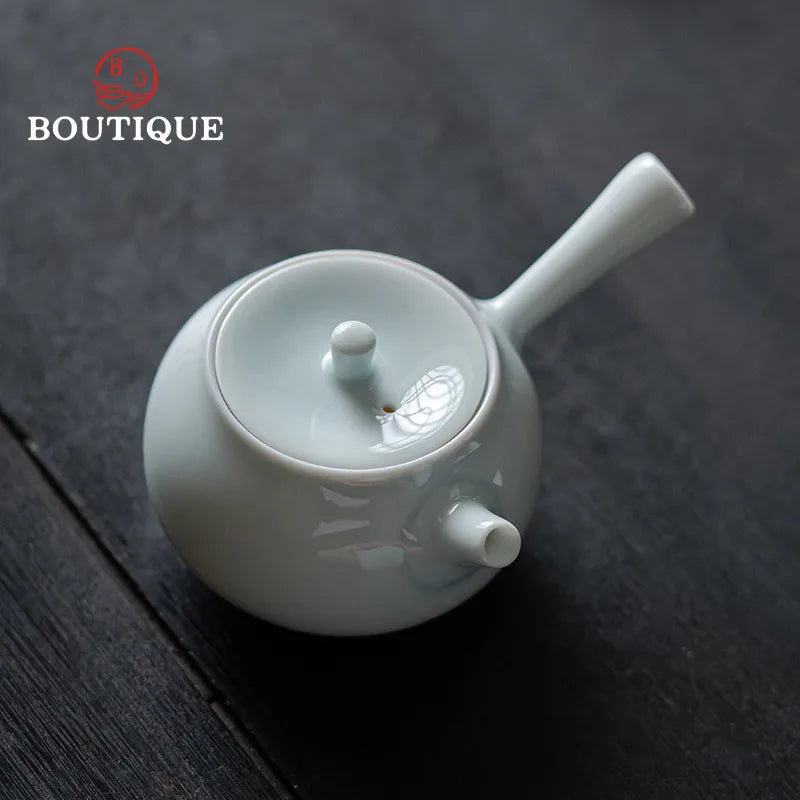 Théière japonaise artisanale céramique anse latérale 150ml filtre - vue 3 sur 7