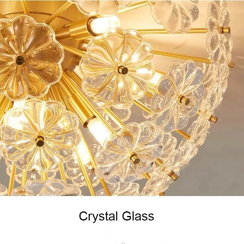 plafonnier en verre cristal luxe design nordique pour intérieur moderne - vue 6 sur 9