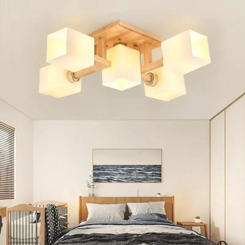 Plafonnier design en bois style japonais - vue 2 sur 10
