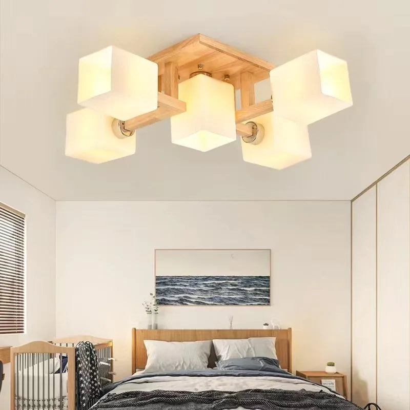 Plafonnier design en bois style japonais