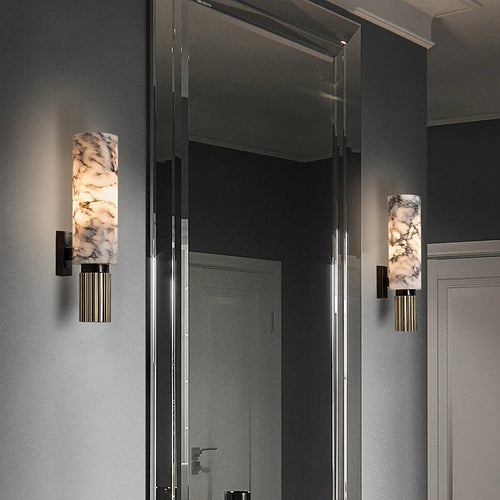 applique murale en pierre naturelle albâtre cuivre et marbre luxe - vue 6 sur 6