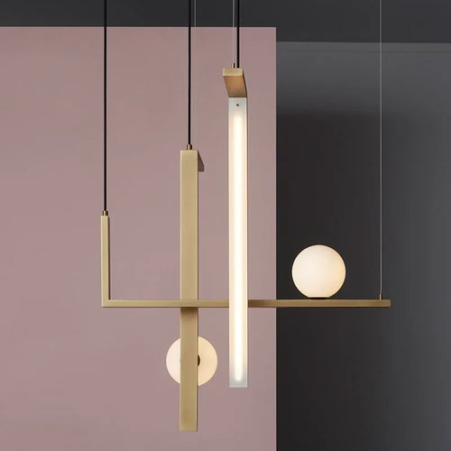 Nordic Minimalist Geometric Chandelier Glass Magic Beans Chandelier Living Room Dining Room LED Decorative Combination Lamps - vue 4 sur 13