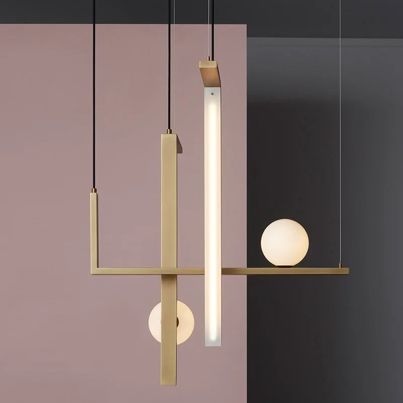 Nordic Minimalist Geometric Chandelier Glass Magic Beans Chandelier Living Room Dining Room LED Decorative Combination Lamps - vue 3 sur 13