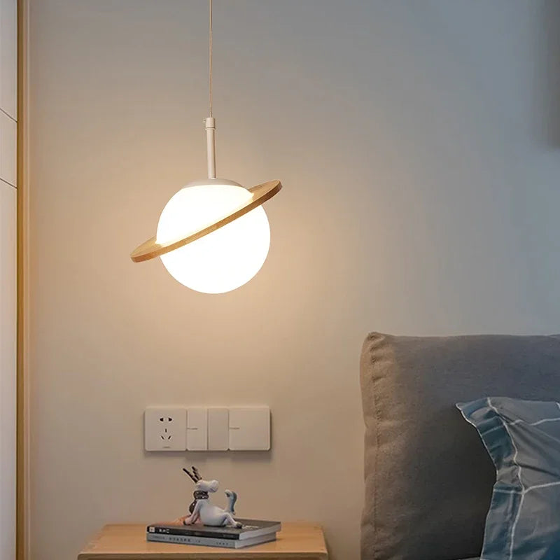 lampe à poser créative en bois et boule blanche décorative pour intérieur