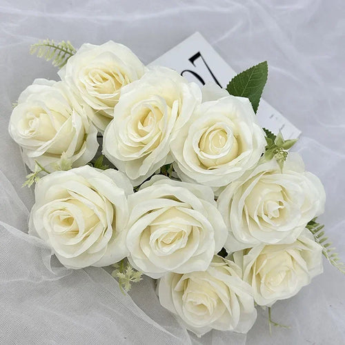 bouquet de roses artificielles en soie pour décoration de mariage - vue 10 sur 15