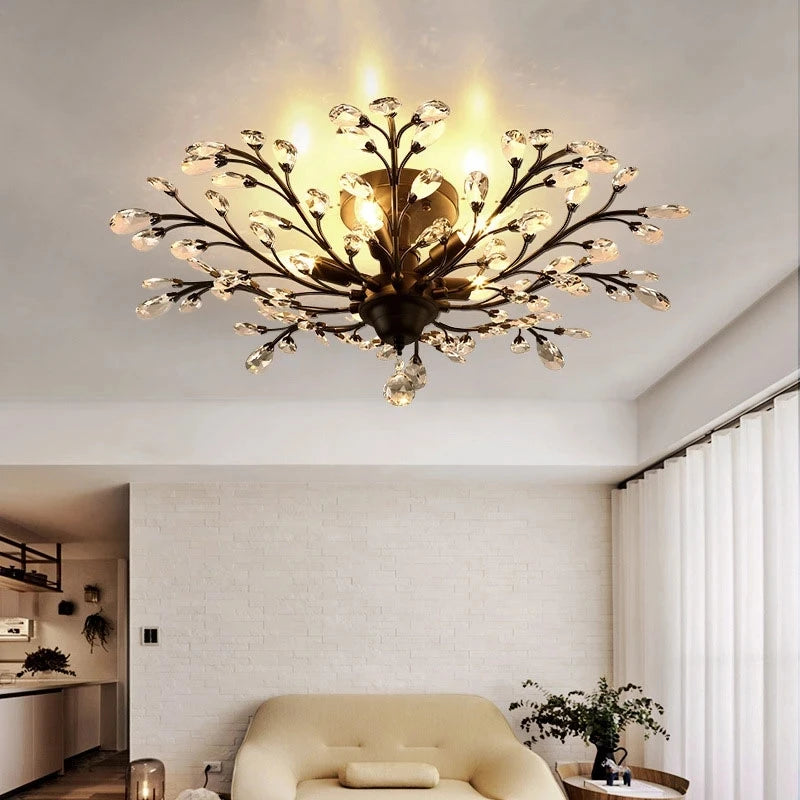 Vintage bougie suspension nordique LED lustre en cristal pour salon chambre cuisine Villa hôtel Hall luminaire