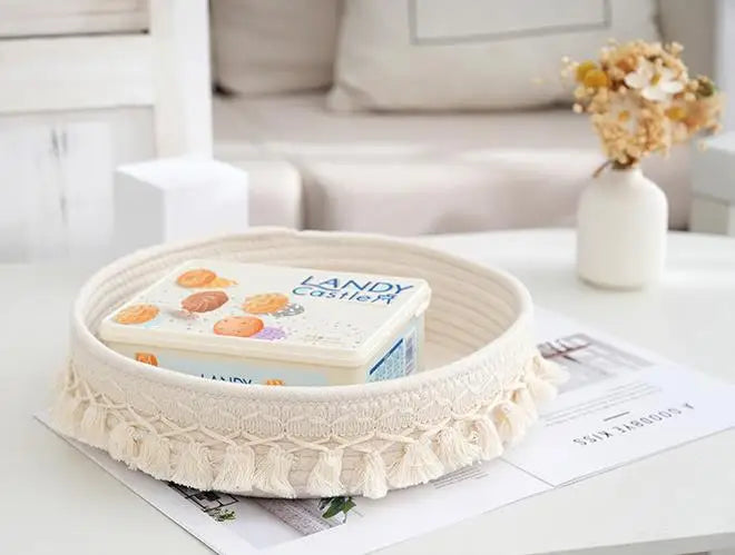 panier tissé en corde pour rangement divers et cosmétiques - vue 6 sur 8