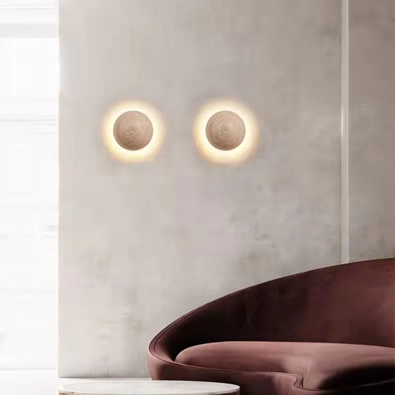 applique murale moderne en pierre avec lumière intégrée et interrupteur - vue 4 sur 8