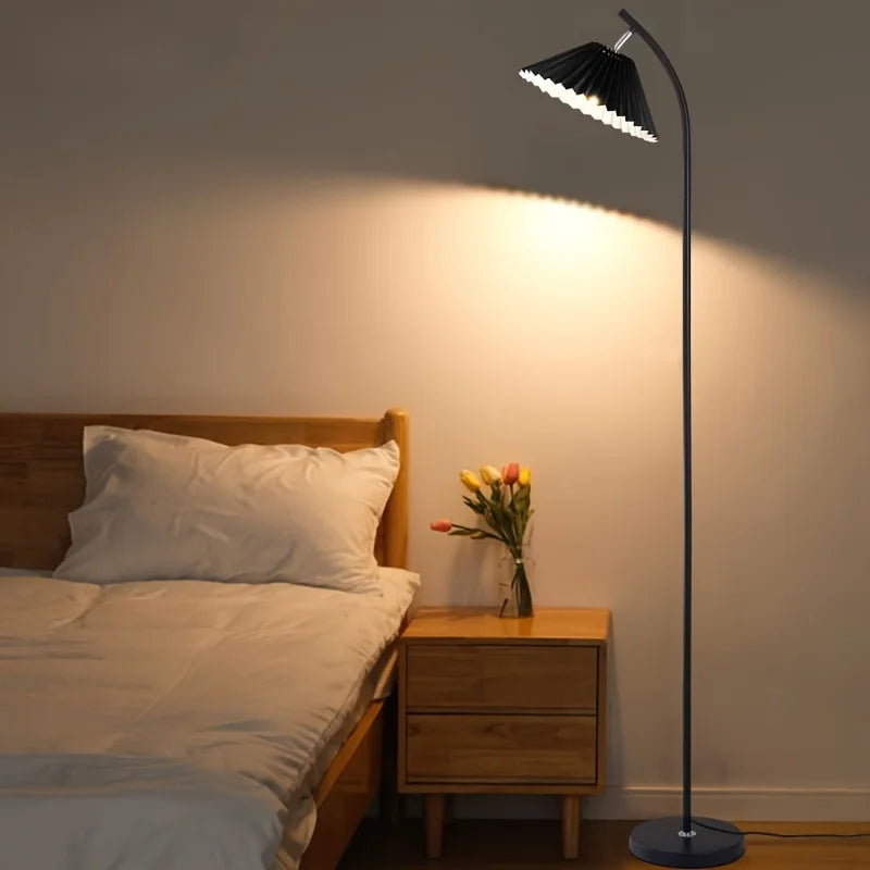 lampadaire nordique moderne abat-jour plissé pour décoration intérieure - vue 4 sur 7