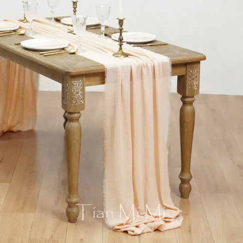Chemin de table coton gaze style vintage mariage - vue 20 sur 29
