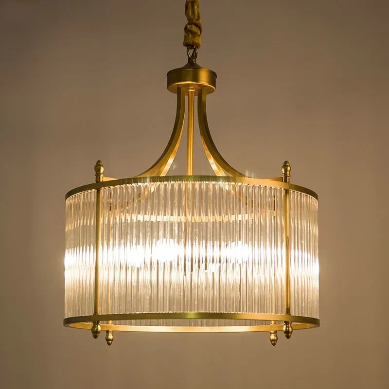 lustre moderne en cuivre avec tubes de verre led