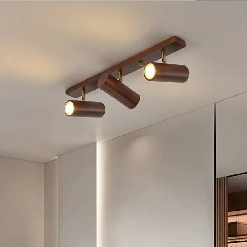 Applique murale LED nordique originale en bois multi-angle réglable projecteur pour chambres salons étude Den éclairage Luminaire