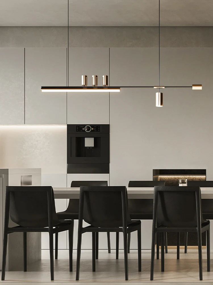 2024 Modern minimalist dining room chandelier high level slotted bar counter kitchen interior decorative lighting - vue 5 sur 11