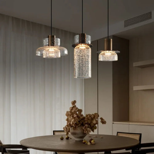 lustre moderne en verre craquelé pour intérieur élégant - vue 3 sur 9