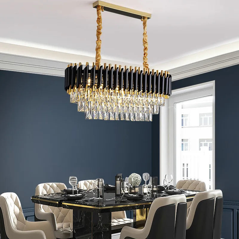 lustre moderne de luxe en cristal k9 led suspendu - vue 3 sur 12