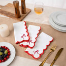 Serviette de table style vintage brodée bordure dentelle