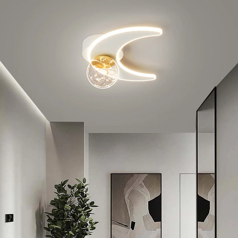 Plafonnier LED Étoile Lune 3 Températures Couleur – Suspension Chambre Enfant Bébé, Doré, Projection Ciel Étoilé