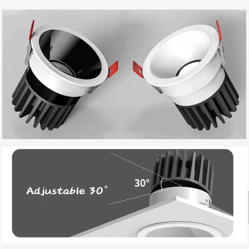 LED downlight embedded ceiling light, cool white/warm white AC220V 3 kinds of dimming colors 5W 7W 10W home eye protection light - vue 7 sur 18