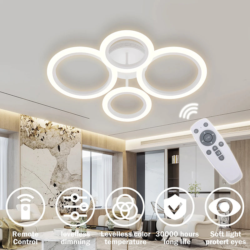 Plafond moderne à LEDs lampe luminosité continue dimmable télécommande plafonniers pour salon chambre cuisine salle à manger