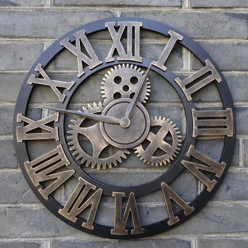 horloge murale vintage en bois 3d design rétro fait main décorative luxe