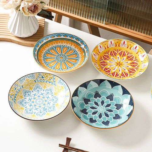 Lot 4 assiettes ceramique boheme 21 cm