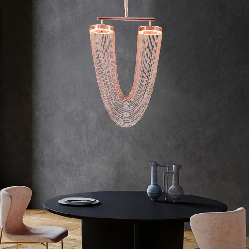 lustre vintage américain 2022 led suspension chrome or - vue 5 sur 21