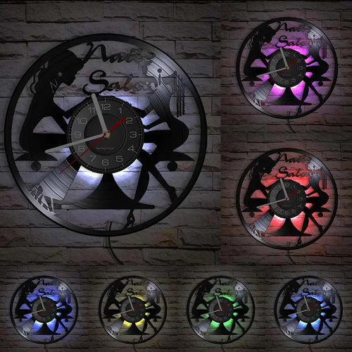 horloge murale vinyle pour salon de manucure et beauté