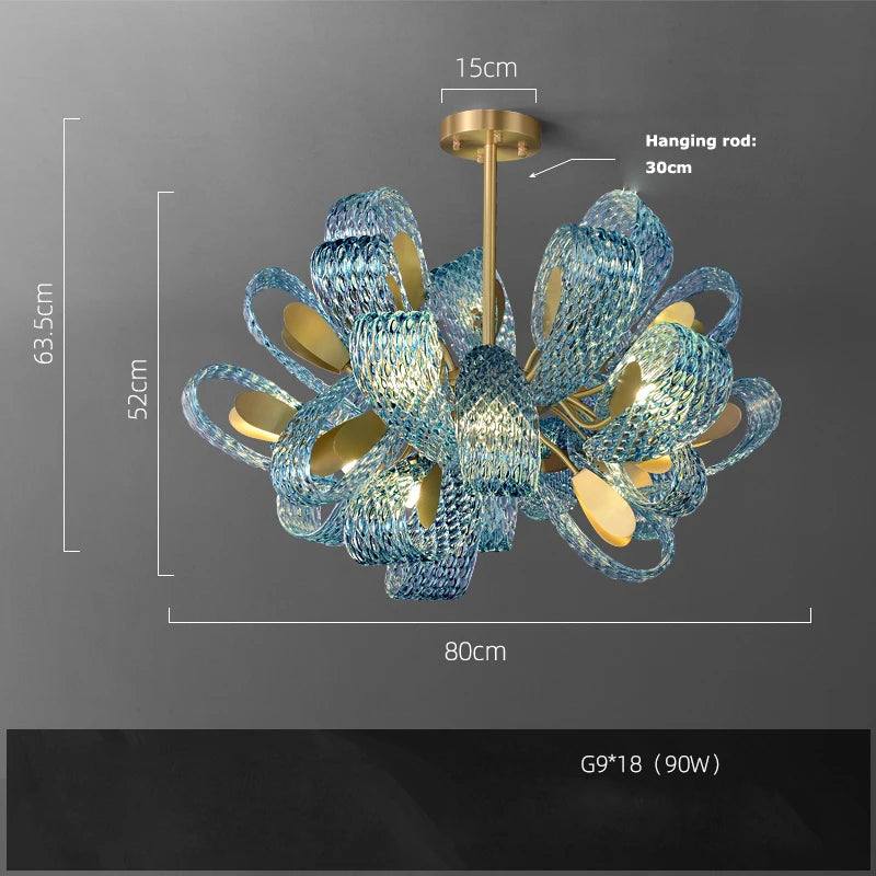 lustre suspendu en verre cristal éclairage moderne pour intérieur - vue 18 sur 21