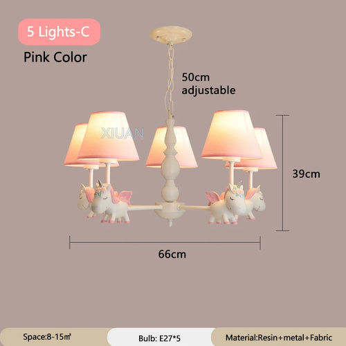 lustre licorne dessin animé pour chambre d'enfant suspendu - vue 11 sur 24