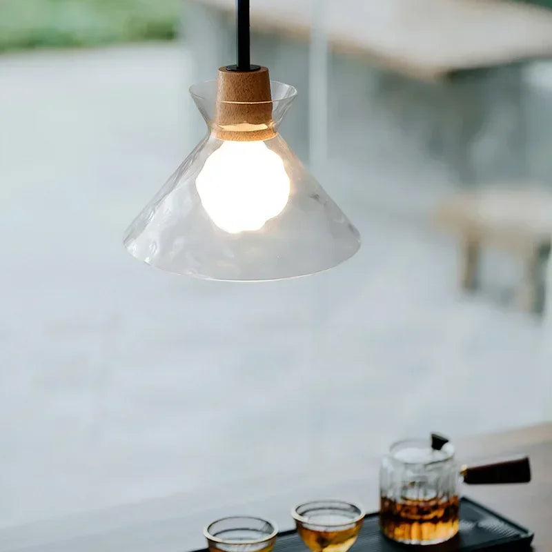 SANDYHA Lustre en verre nordique Lampara Colgante Techo lampe à LED chambre Restaurant De Chevet Lustres De Plafond éclairage suspendu