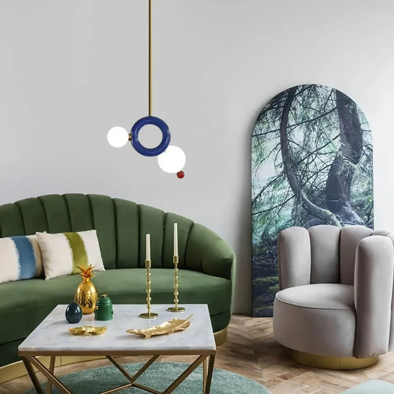suspension anneau métallique art déco pour - vue 3 sur 7