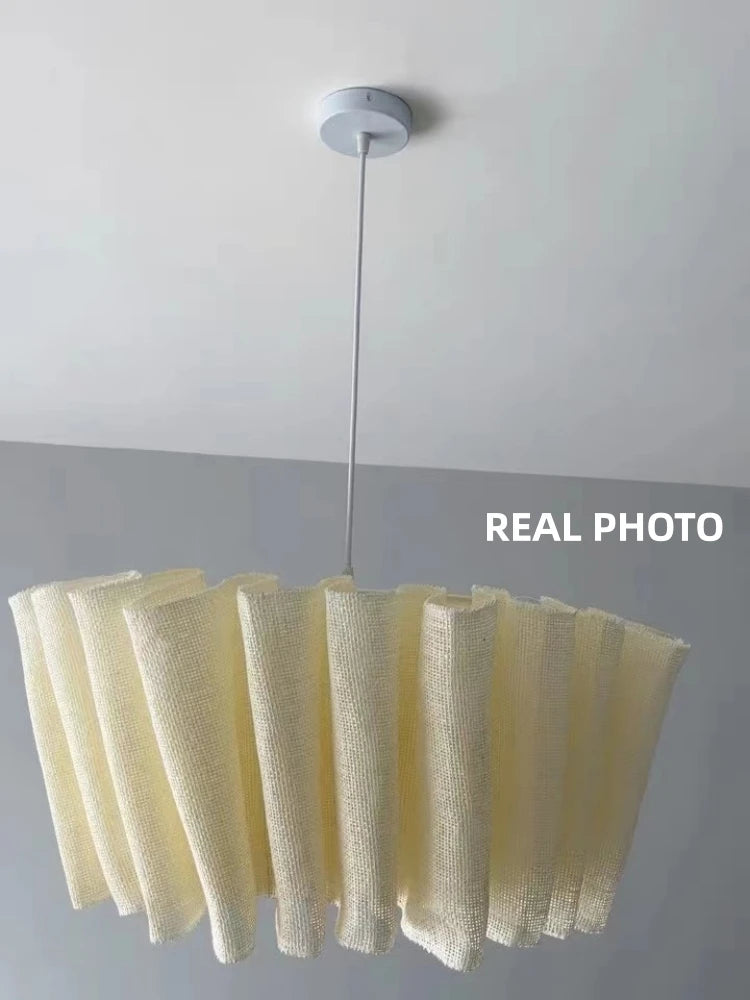 Nordique Vintage Wabi Sabi vent fait à la main tissu Led lustre B &amp; B éclairage intérieur salle à manger Bar chambre chevet suspension lumières - vue 7 sur 10