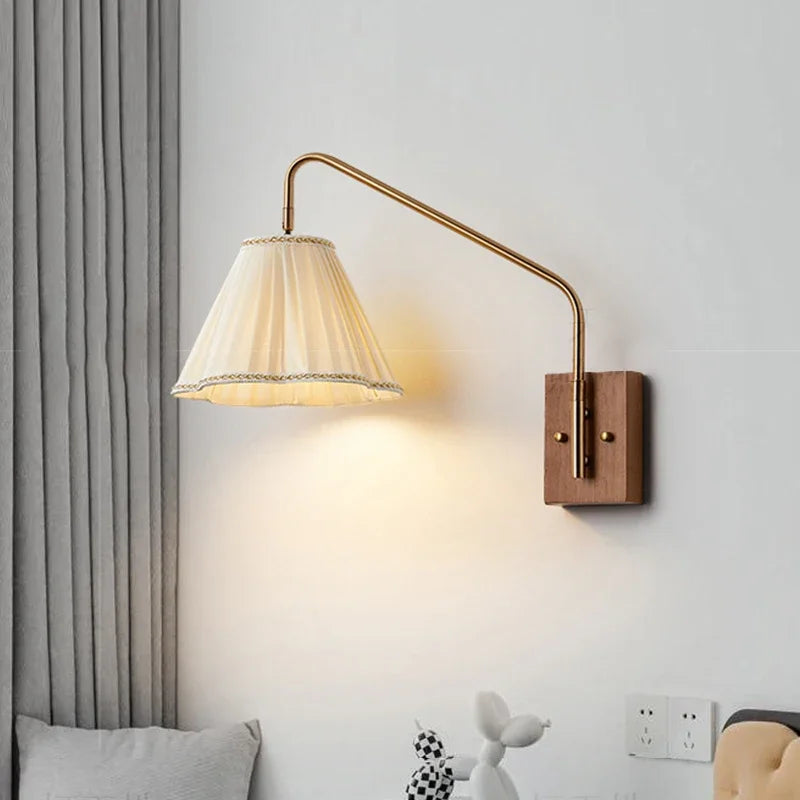 Retro Bedroom Wall Lamp, Nordic Nostalgic Wooden Homestay, Living Room, Dining Room, Study, Bedside Decoration, LED Wall Lamp - vue 3 sur 8