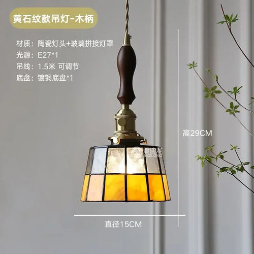 lustre en verre fait main style tiffany pour décoration intérieure - vue 9 sur 15