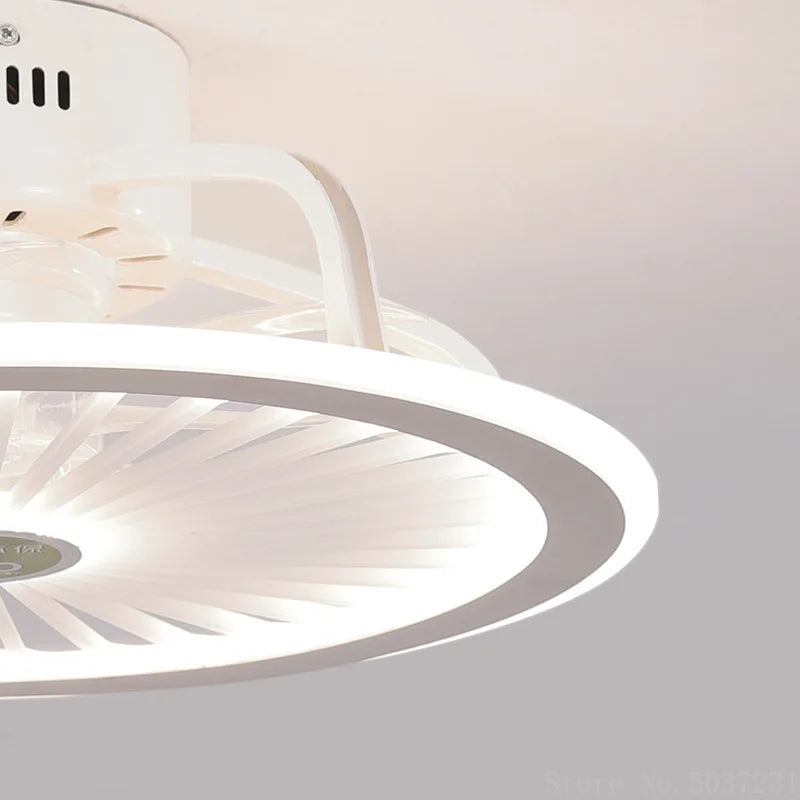 110V / 220V Nordic Simple Bedroom Ceiling Fan Lamp Invisible Restaurant Living Room Children's Room Intelligent Fan Home Decor - vue 4 sur 13