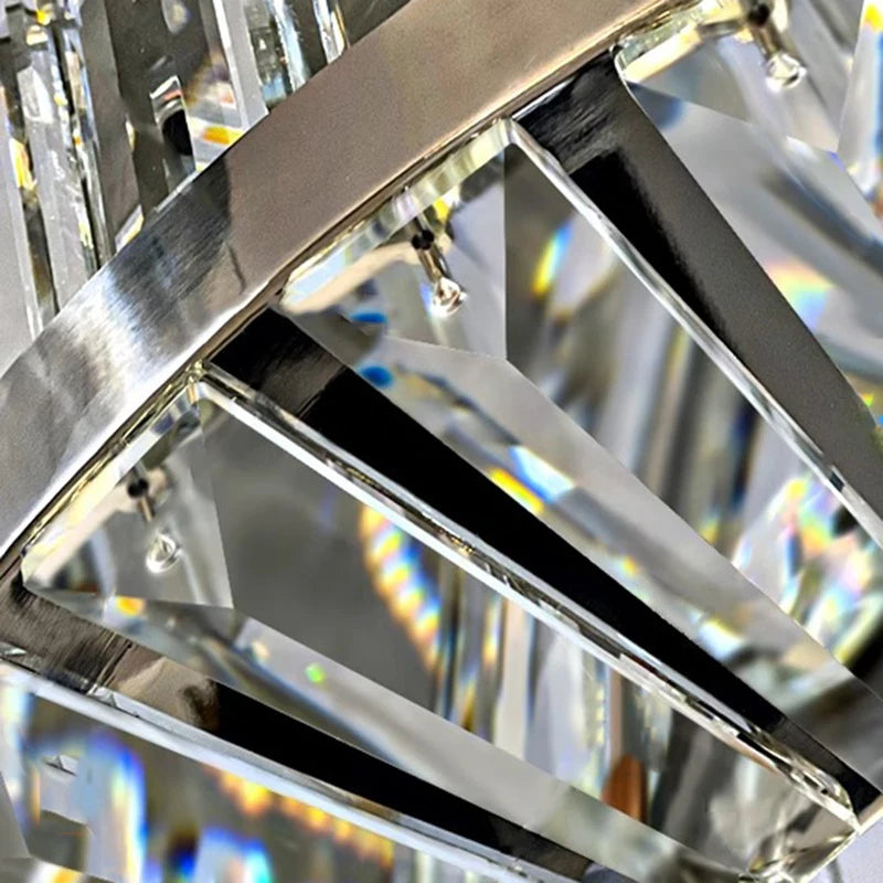 lustre moderne en cristal avec lampes led suspendues luxueuses - vue 6 sur 9
