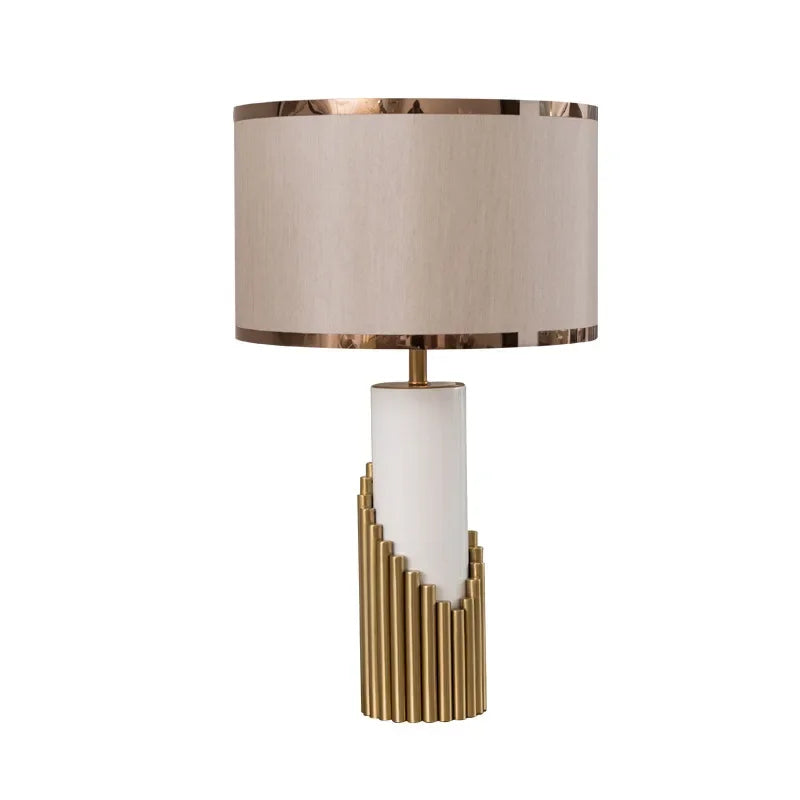 Italy Design High Quality  Table Lamp Led Desk Light with Marble Foot Fabric Shade - vue 6 sur 7