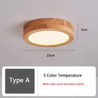 Plafonnier en bois nordique pour couloir entrée balcon couloir vestiaire Illuminaire 3 température de couleur en bois LED allée lumière