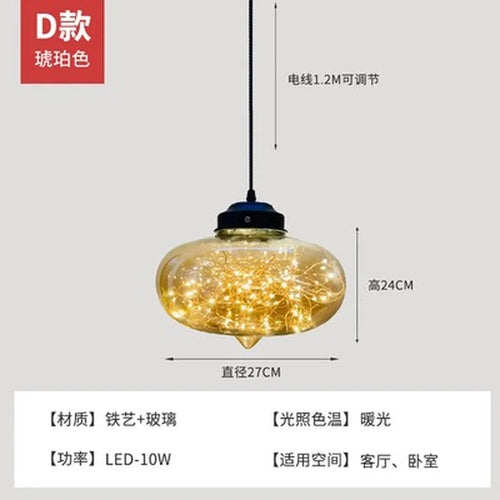 lustre nordique étoilé en verre pour décoration moderne - vue 13 sur 24