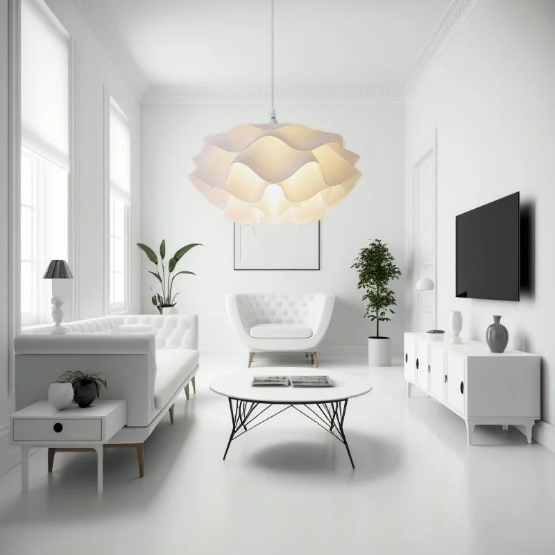 lustre moderne acrylique suspendu en forme de fleur led décoratif - vue 6 sur 8