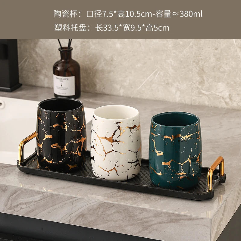 tasse en céramique marbrée haut de gamme pour couples décorative - vue 10 sur 26