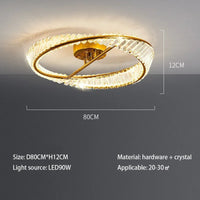 lustre moderne à leds dimmable en anneaux de cristal