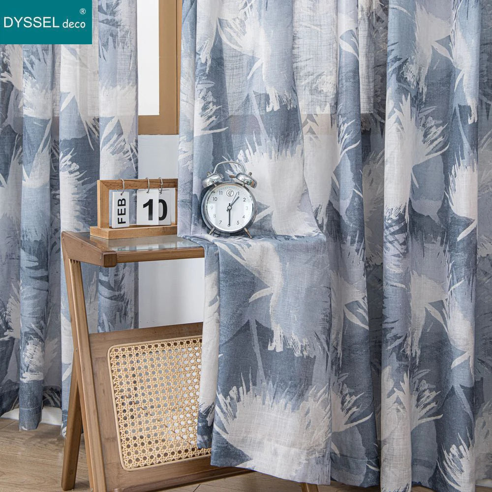 Rideau motif feuilles style naturel pour salon chambre - vue 6 sur 8