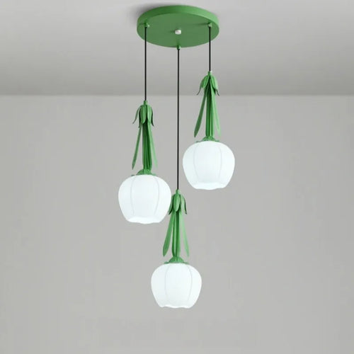 lustre art déco en verre avec abat-jour floral suspendu - vue 2 sur 11