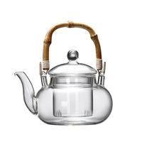 theiere verre poignee bambou tasses infusion pu erh