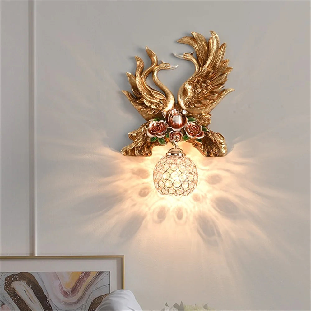 applique murale led en résine cygne décoration créative et moderne - vue 5 sur 10