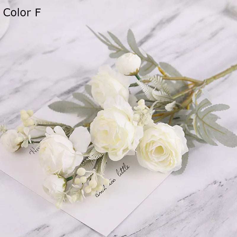 bouquet de roses artificielles en tissu pour déco mariage et maison - vue 7 sur 14