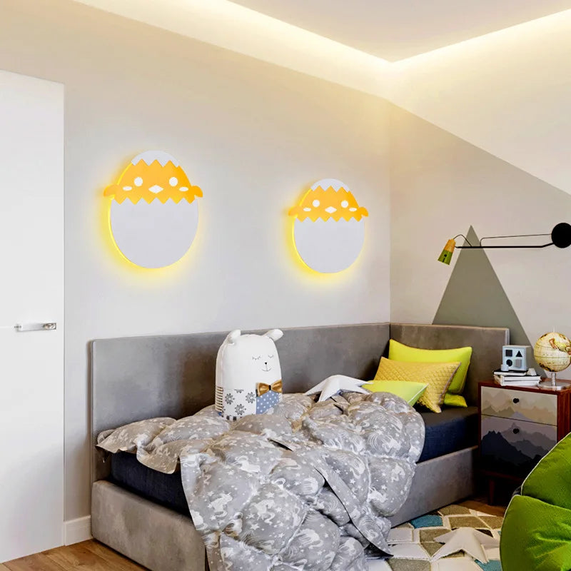 té mignon enfants applique LED dinosaure forme d'oeuf dessin animé chambre chevet applique murale pour fille garçon bébé chambre de bébé