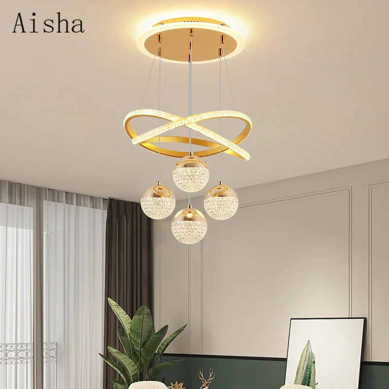 lustre moderne en led pour décoration intérieure élégante et luxueuse - vue 3 sur 12